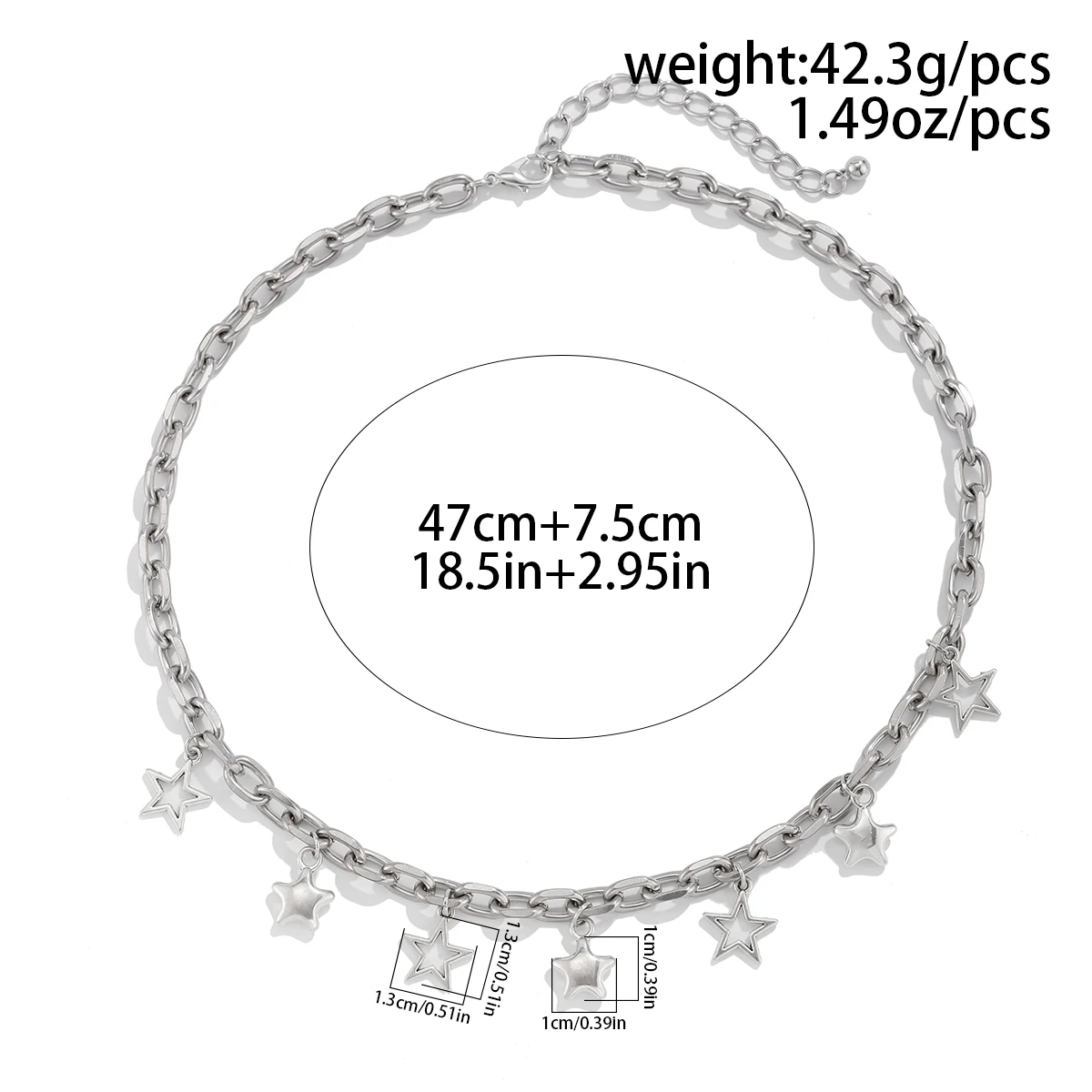 Salircon 2024 Five-pointed Star Pendant Necklace for Women Men Simple Hip Hop Clavicle Chain Necklace Spice Girls Neck Jewelry