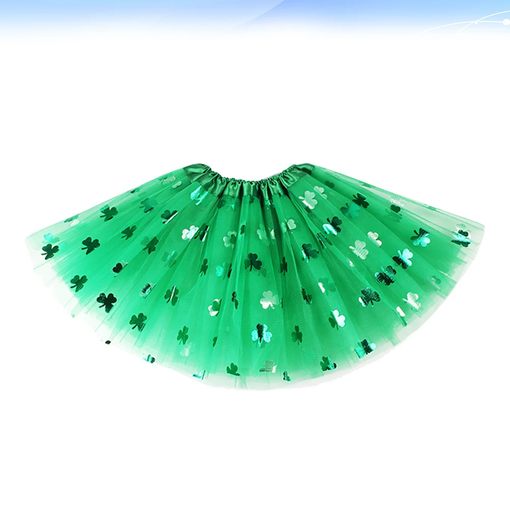

1Pcs Girls Princess St Patricks Day Tutu Skirt Elastic Waist Green Shamrock Clover Costume Birthday Party Dance Dress Up