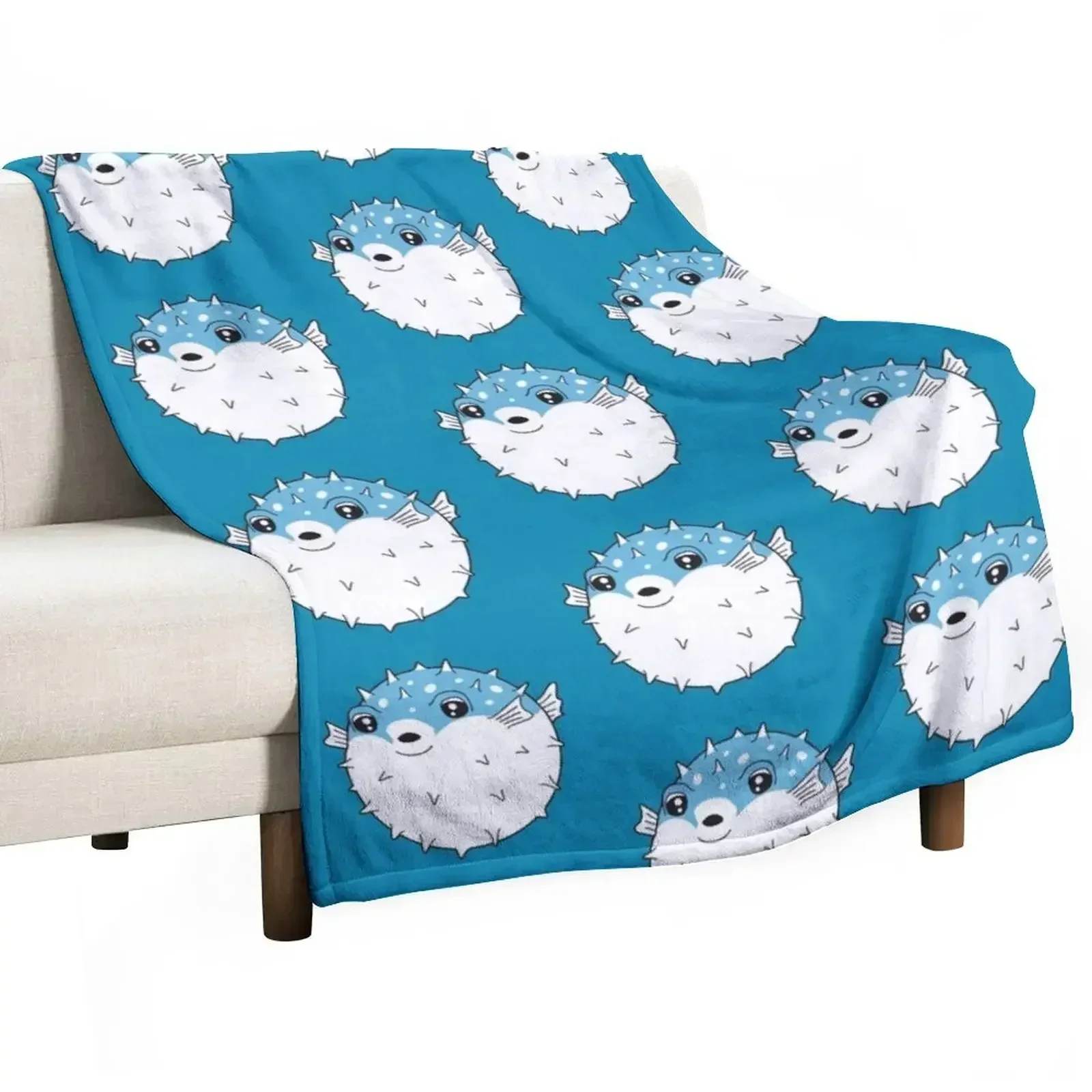 Fugu puffer fish Throw Blanket Flannels Comforter Warm Blankets