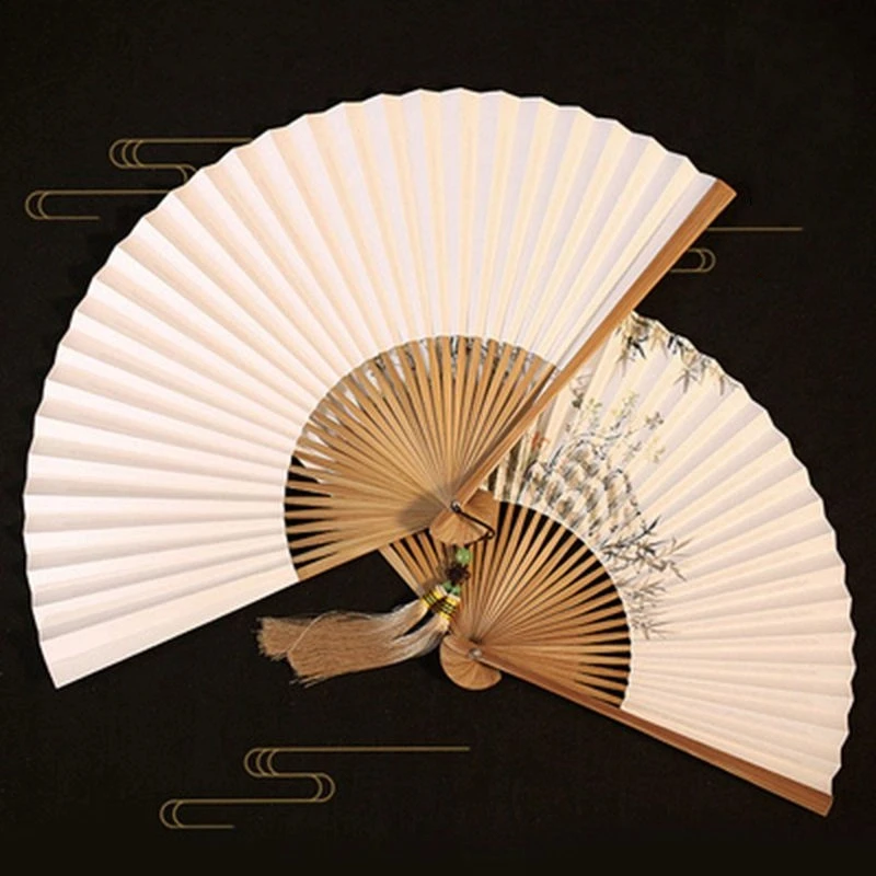 Chinese Retro Folding Hand Fan Bamboo Hand Painted Drama Folding Fan Double Side Vintage Hand Paper Fans Portable Folding Fans
