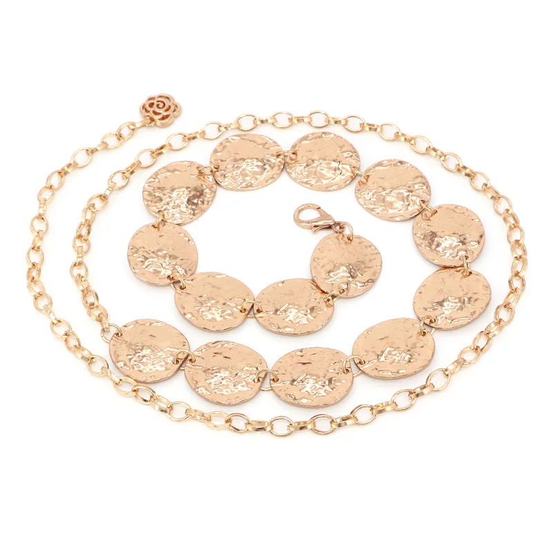 

women's fashion all match circle metal waist chain
