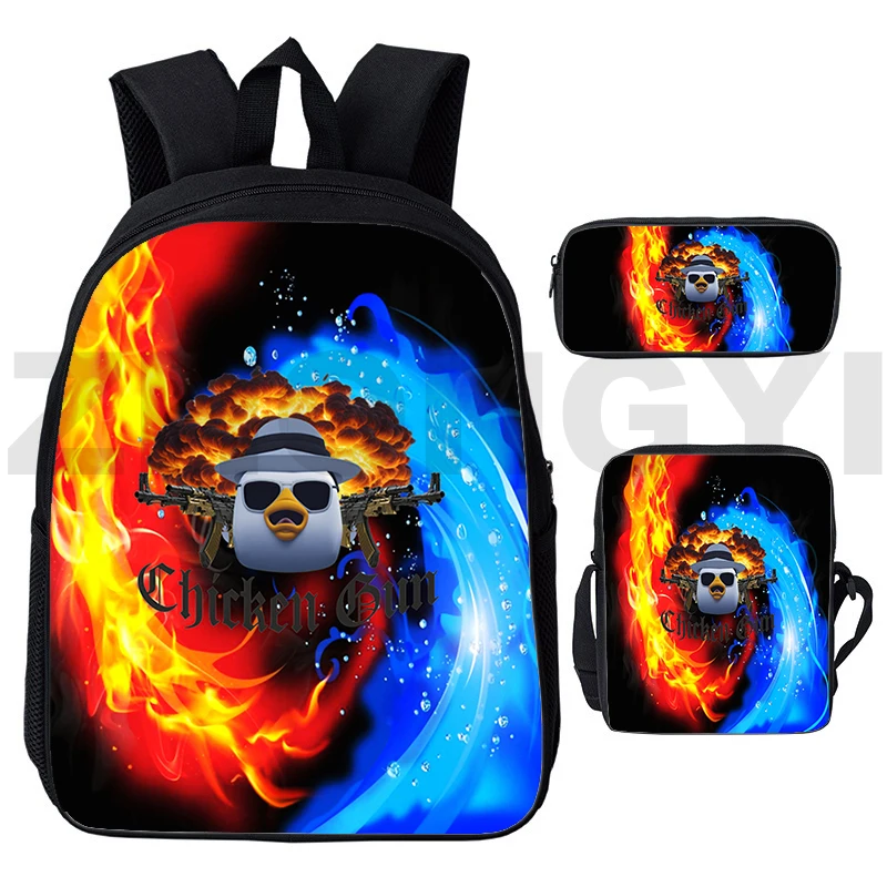 3D Chicken Gun Print Pattern Backpack Women Travel Rucksack Kindergarten Teenager Bookbag Boy Chicken Gun Schoolbag Shoulder Bag