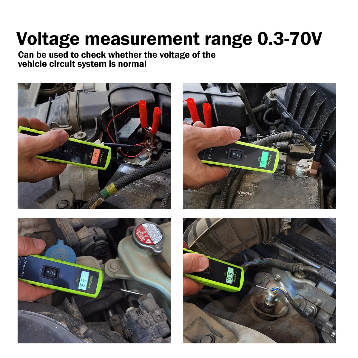 Probador de sistema eléctrico de coche Topdiag P60, probador de sonda de circuito de energía automotriz, probador de batería de 12V 24V, herramienta