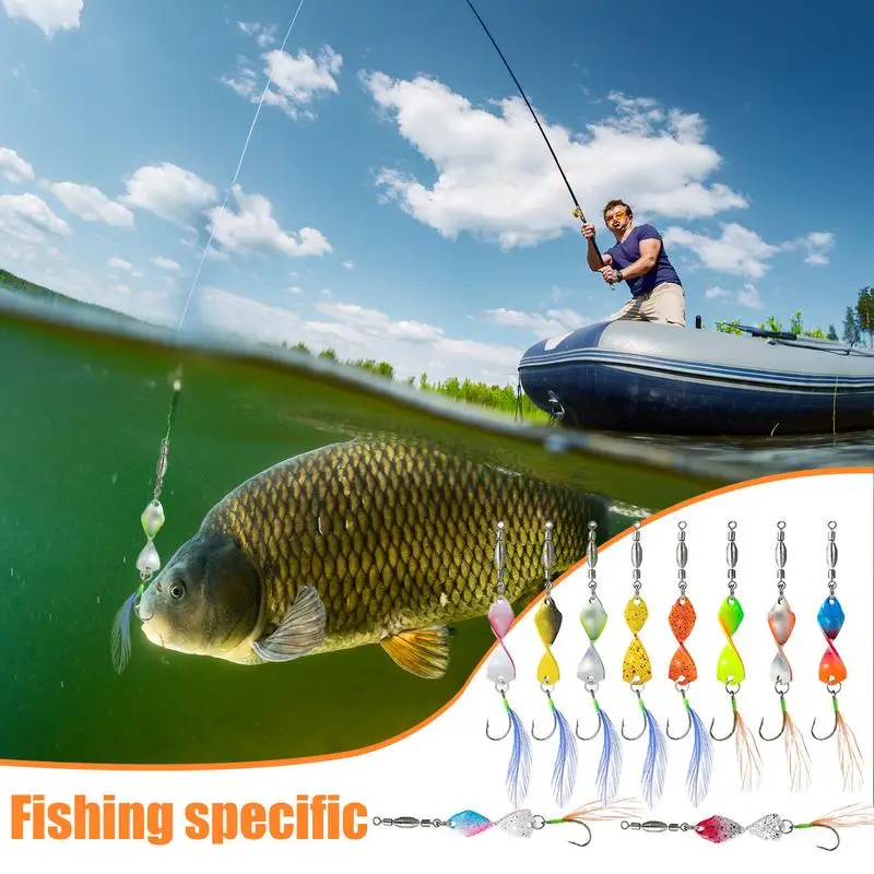 

Trout Spoons Fishing Lures 10X Spinner Swimbait With Hook And Feather Trout Lures Fishing Accessories For Freshwater Saltwater