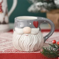 Vintage Santa Claus Cup Large Capacity Embossed Mug Cartoon Cute Bearded Old Man Teacup Office Mug Christmas Gifts Home Decor