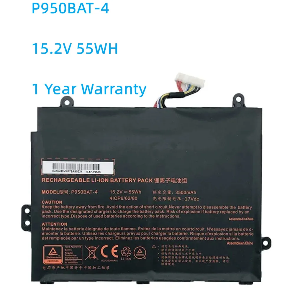 P950BAT-4 15.2V 55WH Laptop Battery For Clevo P955EP6 P950KP6 P957HR Sager NP8953 NP8955 NP8952 NP8950 6-87-P950S-52B01