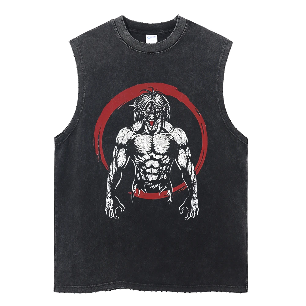 Attack on Titan Japanese anime s highly popular 2D printed 2025 summer trendy washable vest top mens clothing tank tops