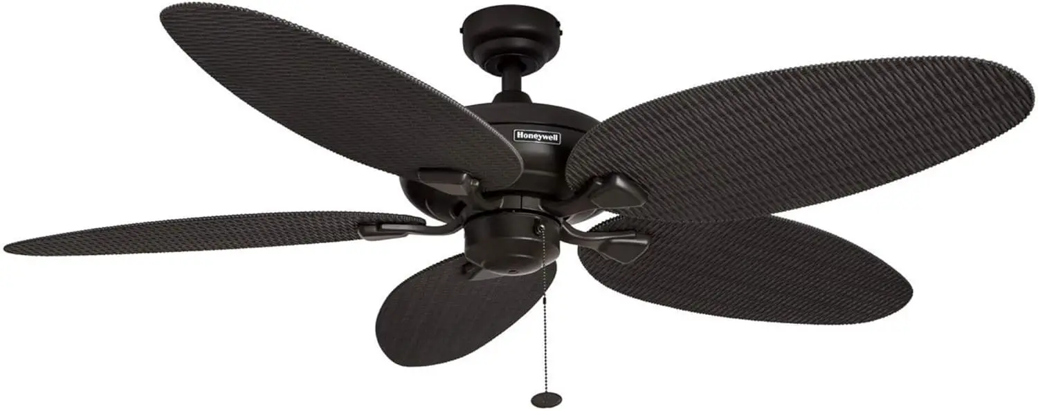 

Ceiling Fans Duval, 52 Inch Tropical Indoor Outdoor Ceiling Fan with No Light, Pull Chain, Three Mounting Options, Damp Rated, P