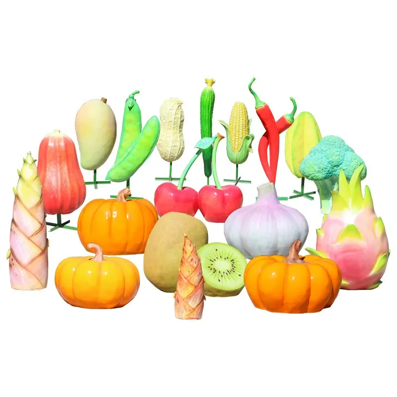 محاكاة الخضار والفواكه زخرفة FRP الذرة الفلفل البروكلي النحت في الهواء الطلق ديكور الغابات في الحديقة البيئية