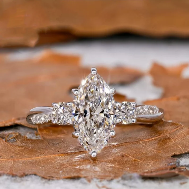 925 Sterling Silber Ovaler Marquise-förmiger Ring für Damen Modischer Schmuck Geschenk