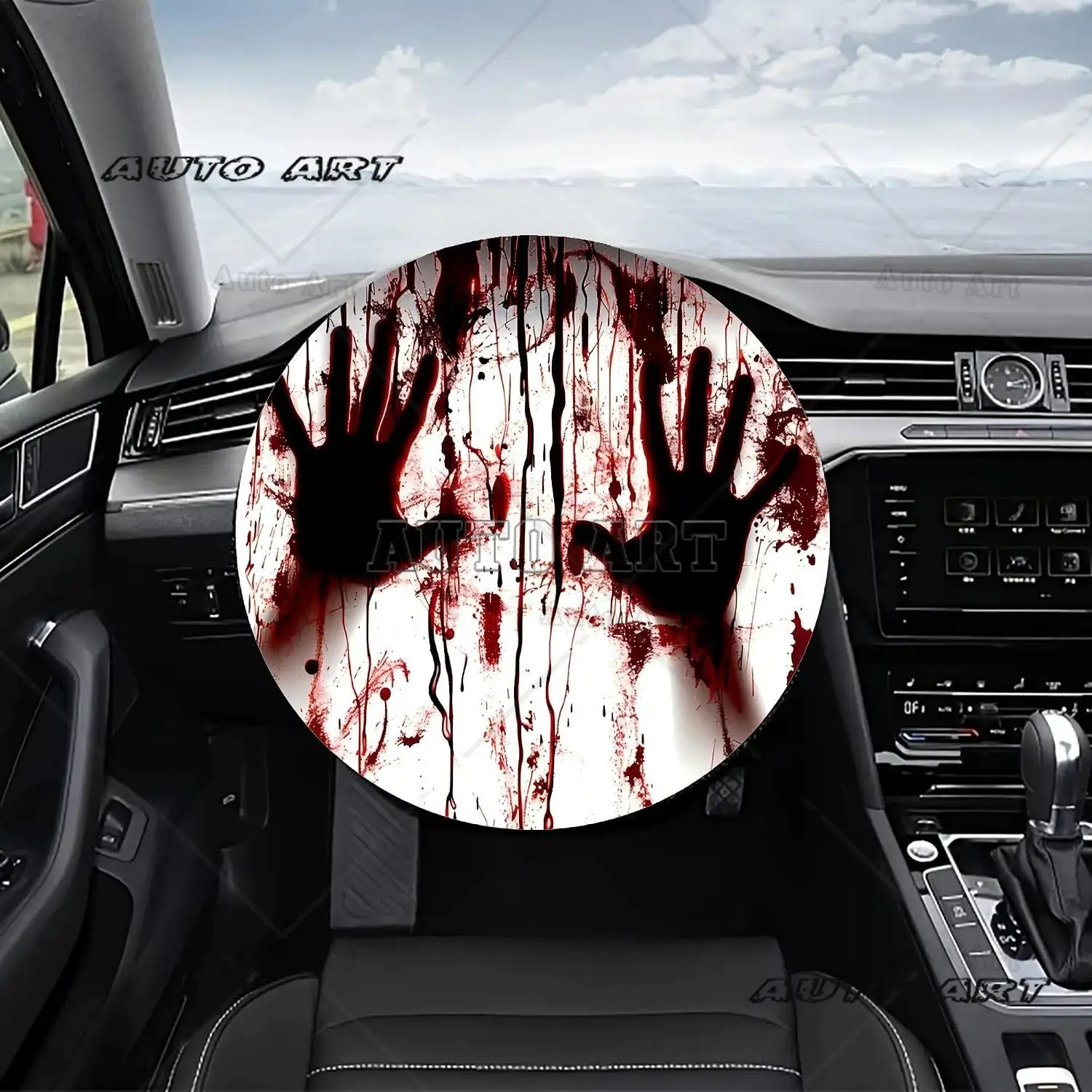 Blood Splatter Bloody Hand Halloween Car Steering Wheel Cover