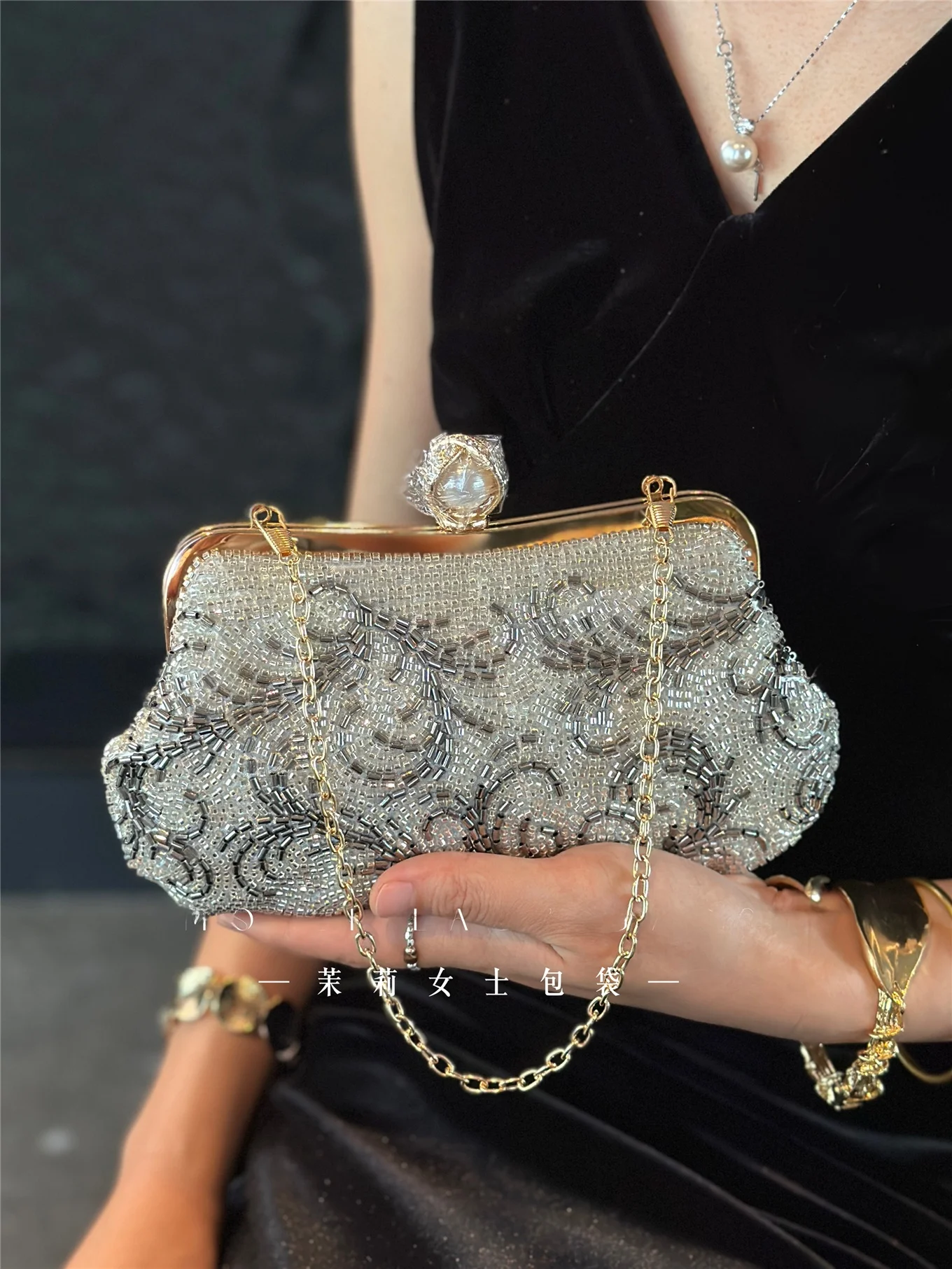 Elegant Vintage Chinese Embroi - Evening Bag Beaded ulasan dan harga