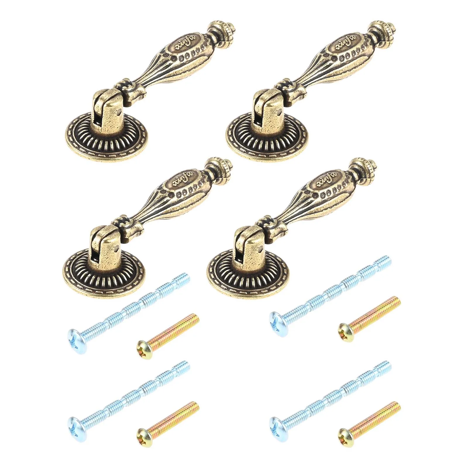 4pcs Retro Pendant Pull Handle w/screw Antique Bronze Vintage Relief 77mm/3