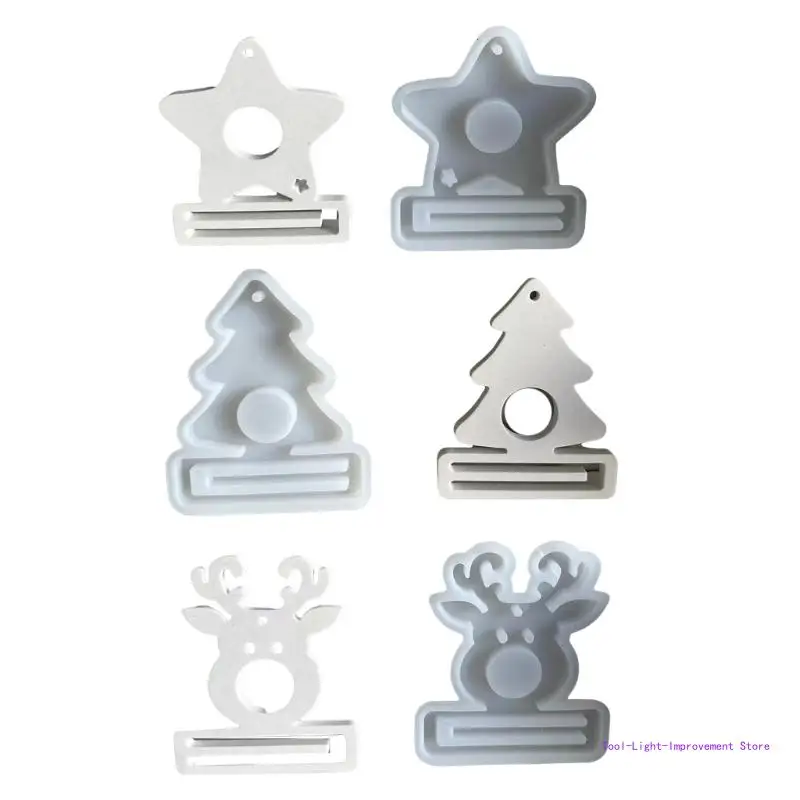 

C63E 3Pcs Christmas Silicone Money Holder Moulds Christmas Pendant Silicone Molds