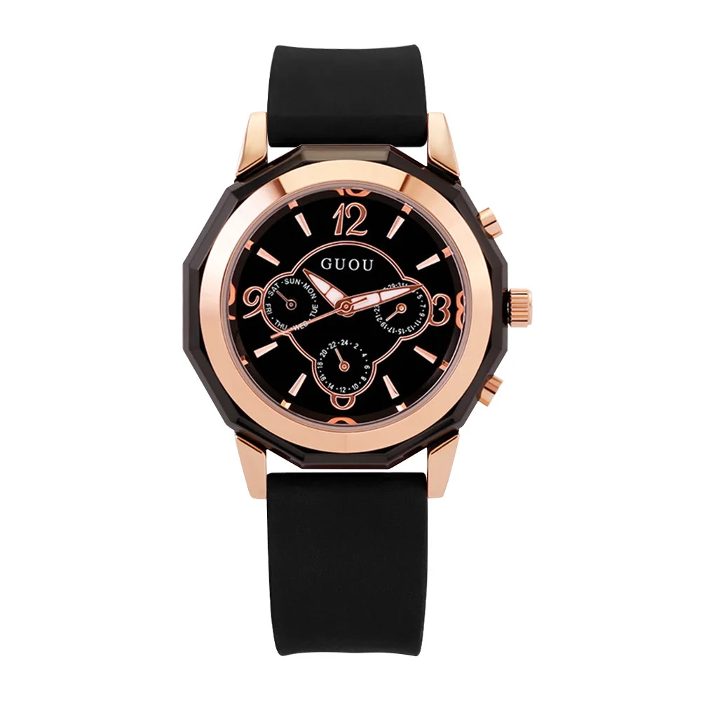 New watch exquisite light luxury six-pin trendy silicone strap personality fashion large dial high-end couple watch accessories