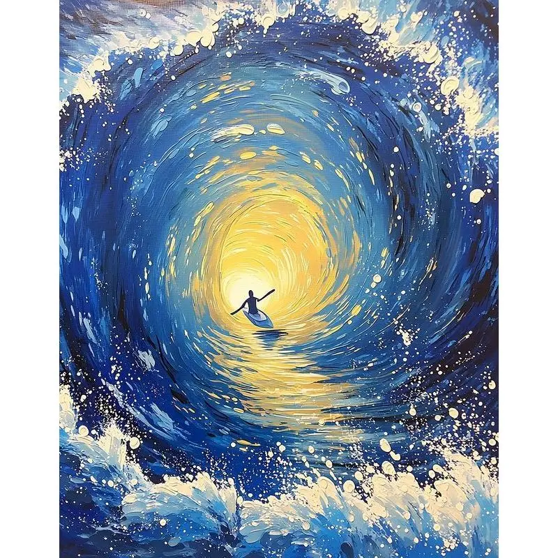 GATYZTORY Painting By Numbers Acrylic paints Crafts DIY Kits for Beginners Surfing Scenery Modern Home Wall Decor Paint With Num