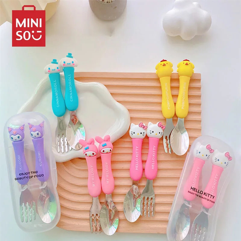 

Sanrio Anime Hello Kitty Fork Spoon Cutlery Set Kuromi Cinnamoroll Action Figure Travel Kitchenware Student Cutlery Set Kid Gift