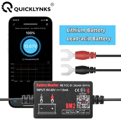 QUICKLYNKS-Monitor de bateria de carro e motocicleta, analisador Bluetooth 4.0, carregamento e manivela para Android IOS, quente, 12V