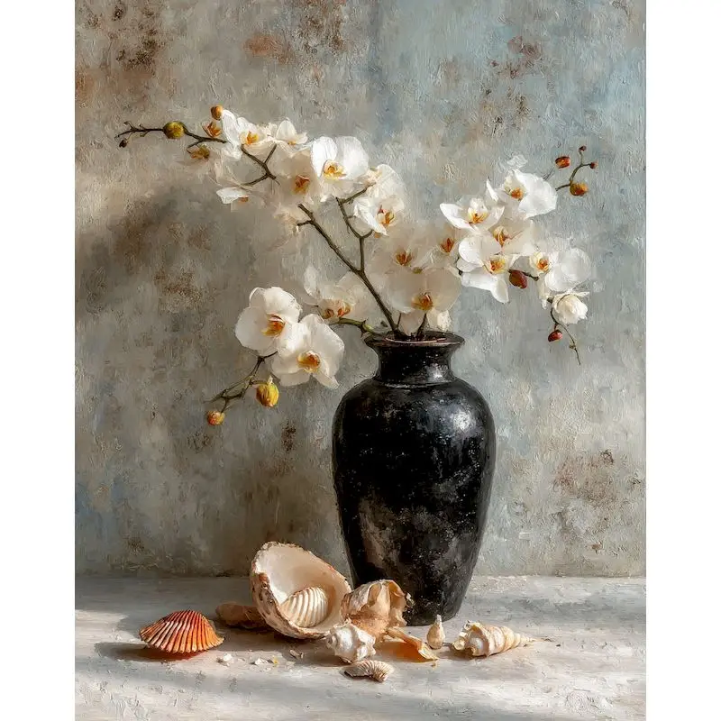 

GATYZTORY Acrylic Painting By Numbers White Flowers Picture Drawing For Adults Kids Diy Gift Handicrafts Wall Art Paint Set