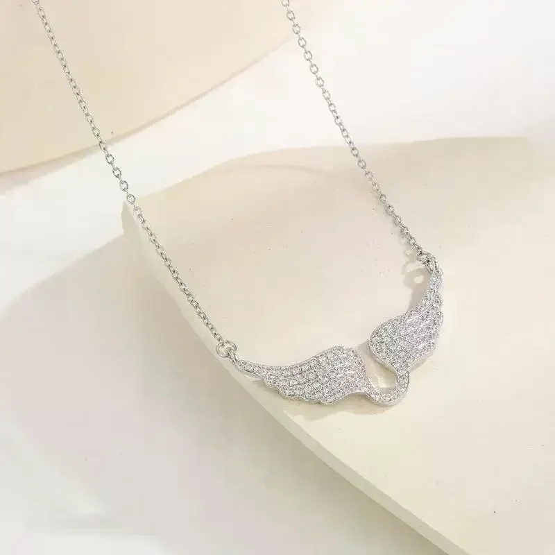 Angel Wing Necklace Women's Diamond-encrusted Fashionable Temperament All-match Titanium Steel Clavicle Chain image 4