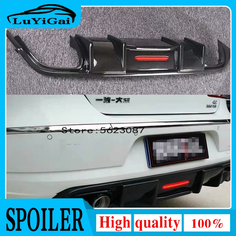 Suitable for Volkswagen Passat CC spoiler 2009-2017 Shark style with LED light diffuser bumper guard carbon fiber rear lip