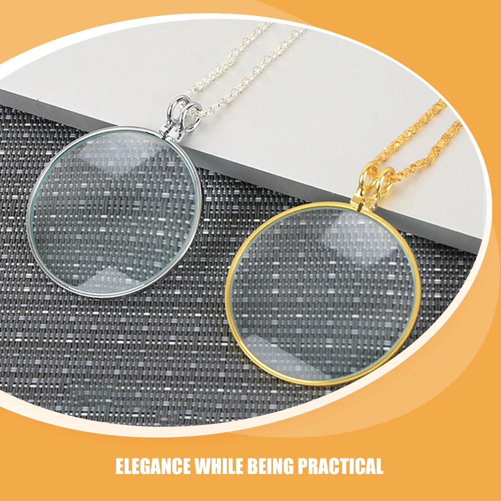 2 قطعة قلادة مكبرة 5X عالية الوضوح معلقة المكبر خفيفة الوزن القراءة قلادة للكتب الصحف الحرف المسنين