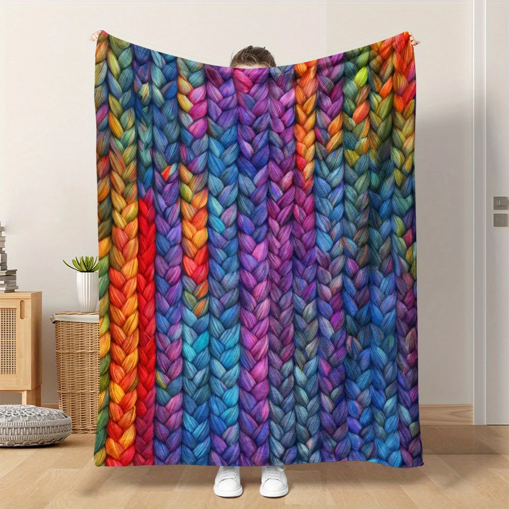 Cable Knit Blanket Modern Throw Blankets Braided Texture Bed Cover Retro Aesthetic Living Room Sofa Decoration
