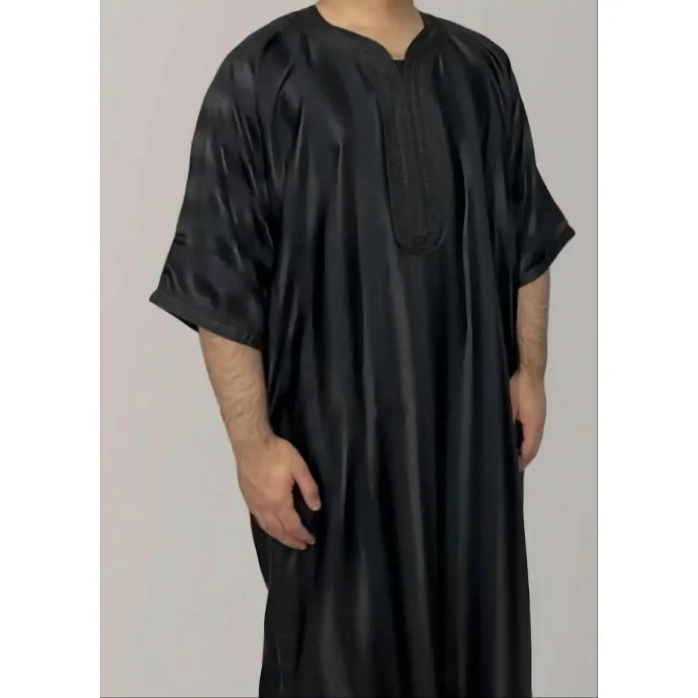 

Мужская вышитая арабская молодежная мусульманская роба темно-зеленого цвета