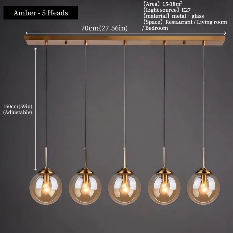 Moderne luxe metalen kroonluchter Nordic creatieve LED glazen hanglamp woonkamer eetkamer nachtkastje eenvoudige kleine hanglamp