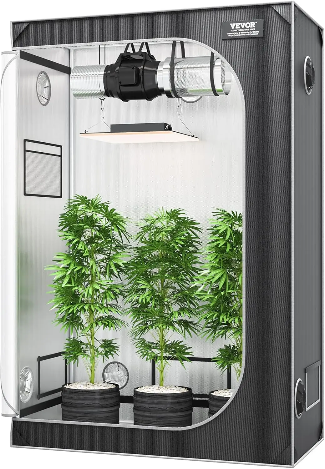 2x4 Grow Tent, 48'' x 24'' x 72'', High Reflective 2000D Mylar Hydroponic Growing Tent with Observation Window, Tool Bag and