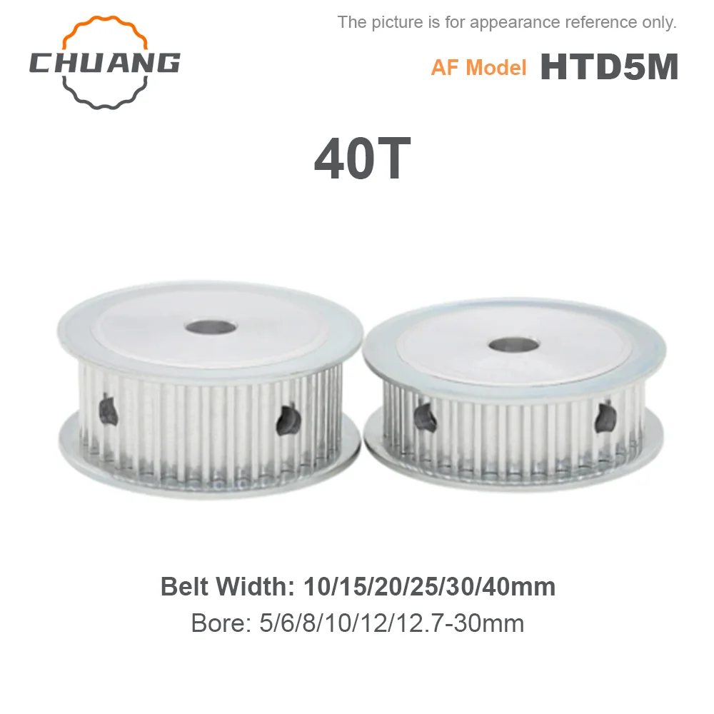 

HTD 5M 40Teeth Synchronous Pulley Inner Hole 5/6/8~30mm Aluminum Alloy Gear Width 10/15/20/25/30/40mm Tooth Pitch AF-Type 5mm