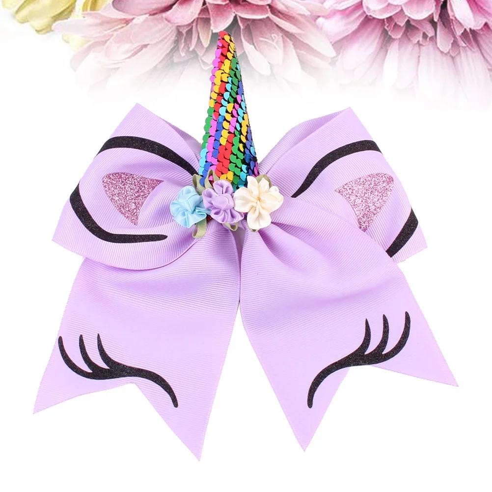 Acessórios para cabelo de meninas, grampos de cabelo de unicórnio, gravata borboleta roxa, anéis para festa, festival, uso diário, acessórios para meninas