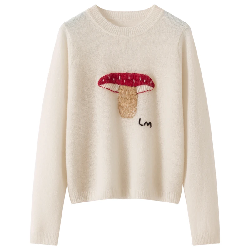

MEELEX New Chic Women O-neck Pure 100% Cashmere Sweater Autumn Winter Soft Warm Pullover Shirt Casual Woman Jacquard Blouse