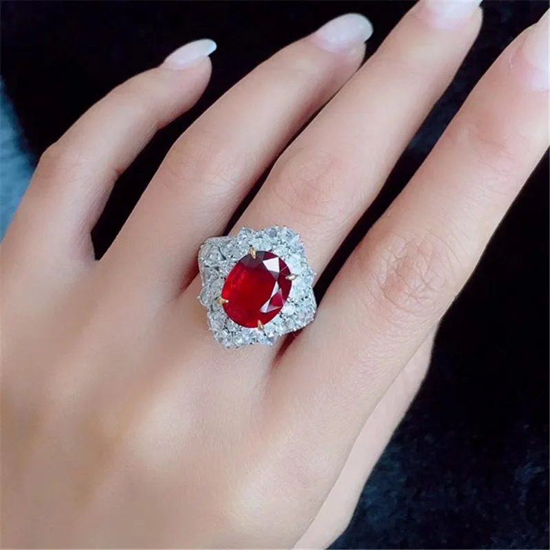 Hochwertiger 925er Sterlingsilber-Ring mit mehrfarbigem Rubin, offener Ring für Damen. Eleganter Edelstein-Fingerring. – Detail 3