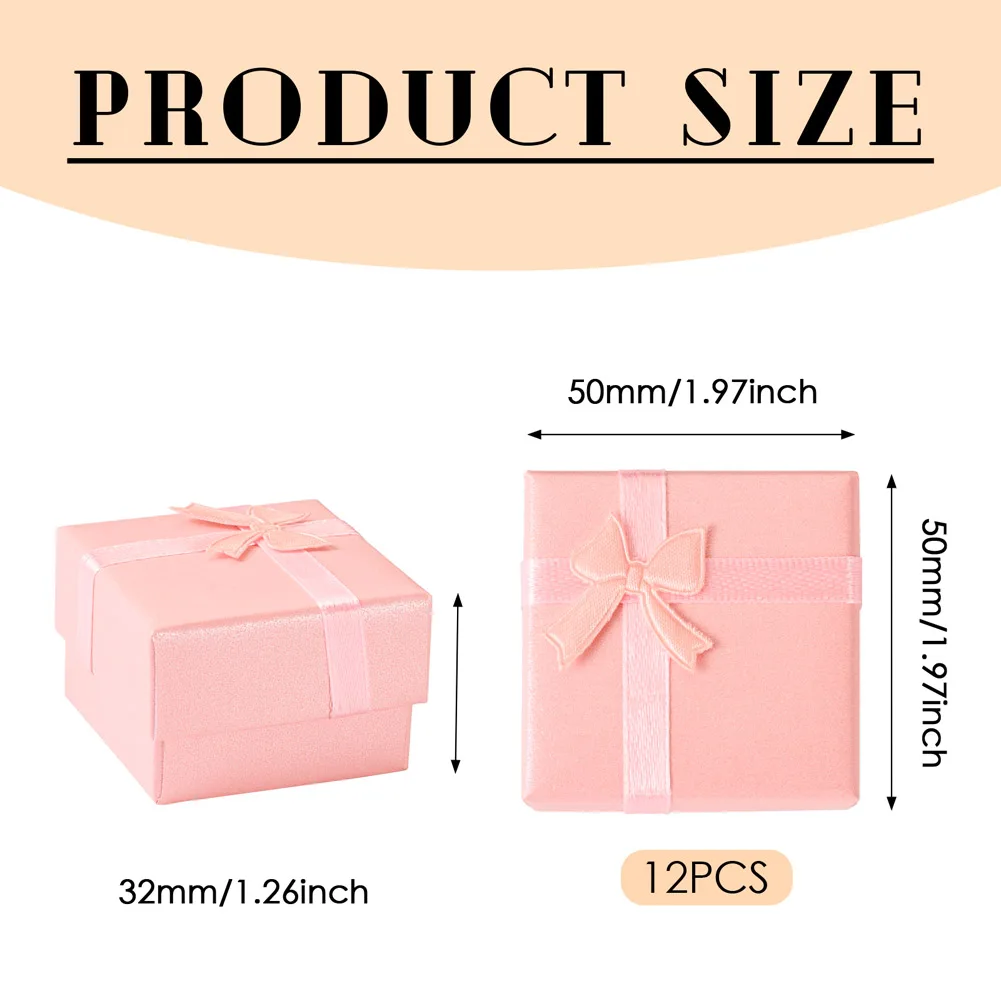 12pcs 5x5x3.2cm Square Cardboard Rings Boxes with Sponge Inside Organizer Gift Box Storage Box for Jewellery Packaging Display