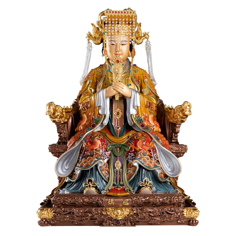 Liujing color sticker gold Mazu statue of the Blessed Virgin in the sky, the Empress of Lin Mo Tiantian, Meizhou Island Sea God