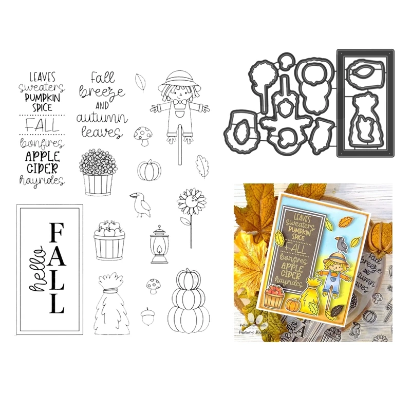 Fall Sign Blessing Pumpkin Clear Stamp New August 2022 Scrapbooking for Paper Making Metal Cutting Dies Frames Card Craft