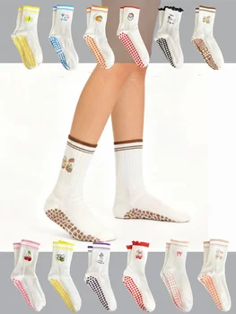 European size 36-43， 1 Pair Knitted Embroidered Yoga Fitness Pilates Sports Silicone Non…