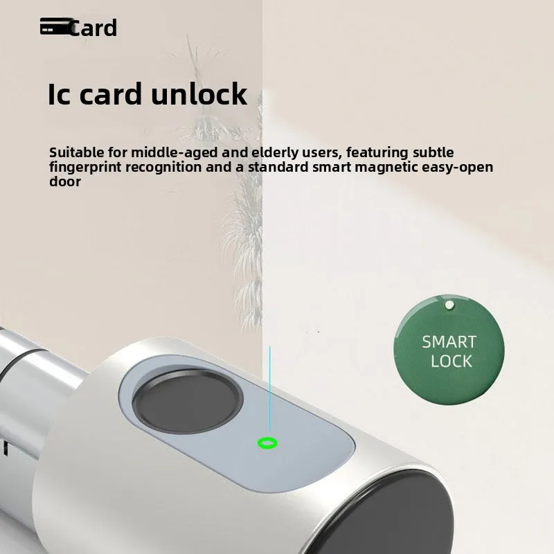 Bluetooth Smart Lock Cylinder Fingerprint Card APP Unlock for Wooden Door Hotel