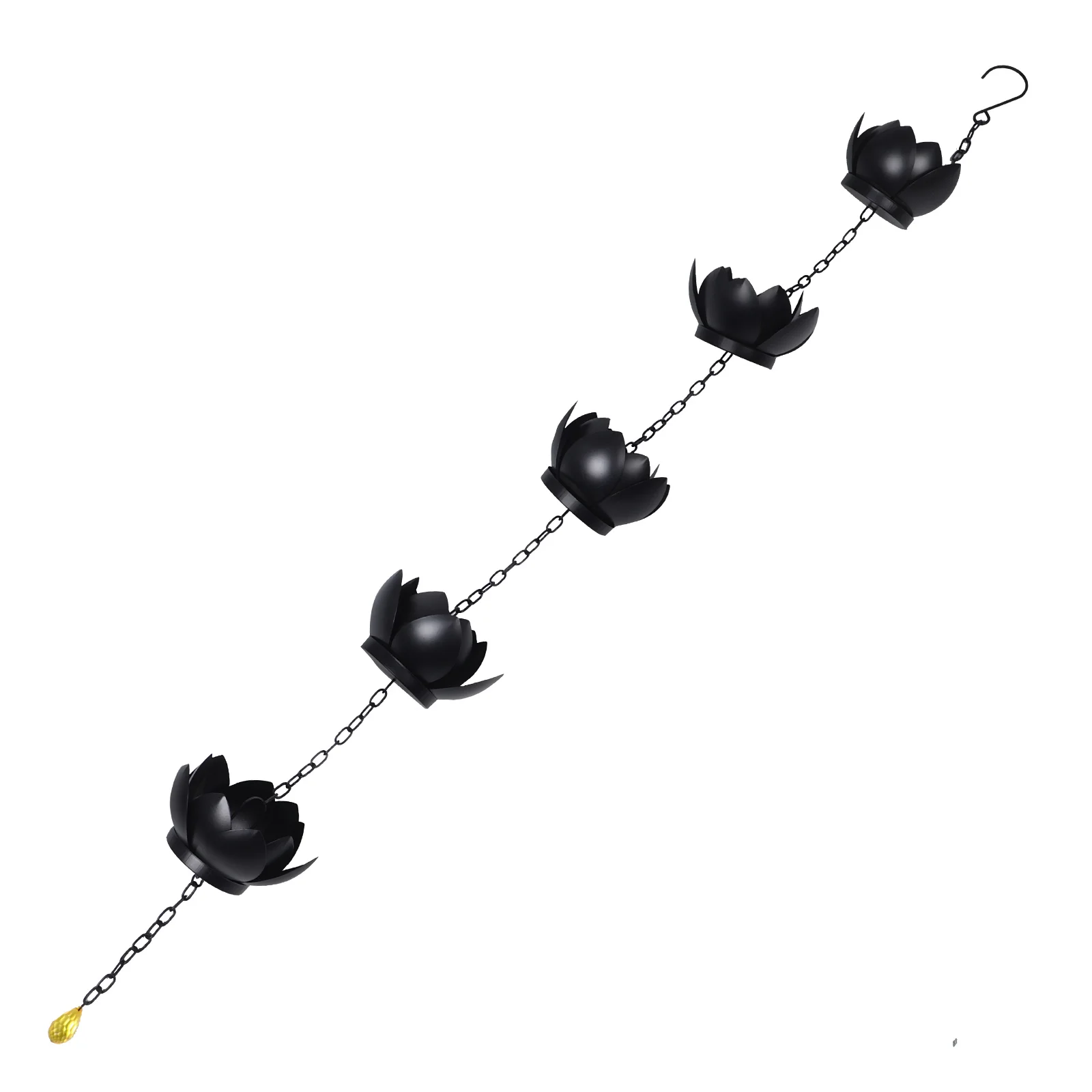 

Lotus Rain Chain Elegant Metal Water Chains for Gutters Garden Decor Hanging Noise Reduction Outdoor Space Long Lasting
