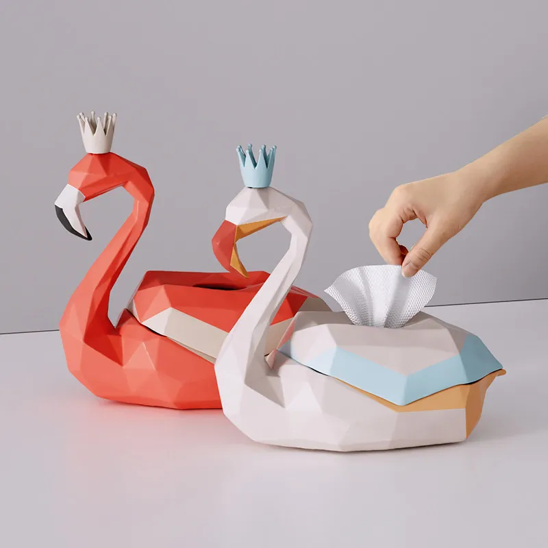 2025 new Nordic light luxury swan tissue box living room high-end napkin paper box cute paper box ornament