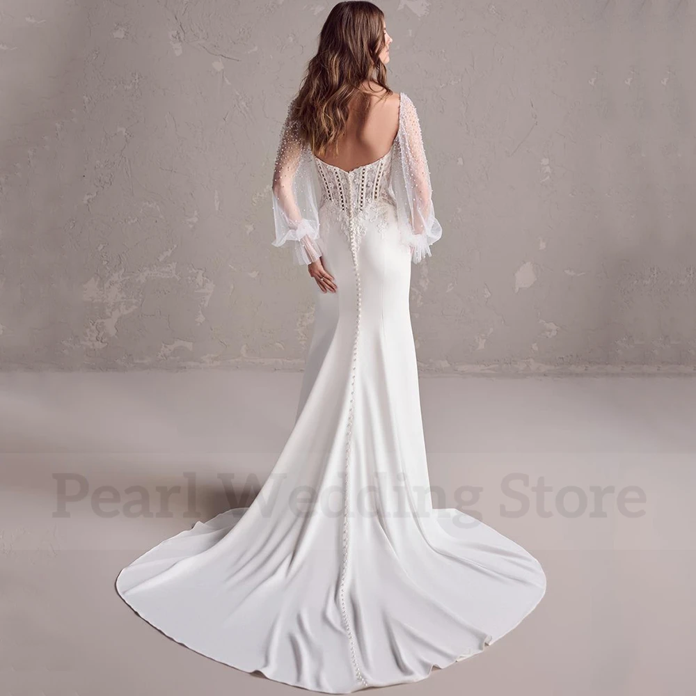 Fashion Mermaid Wedding Dress Sweetheart with Applique and Beading Sexy OPen Back Illusion Long Sleeves Bridal Gowns Robe