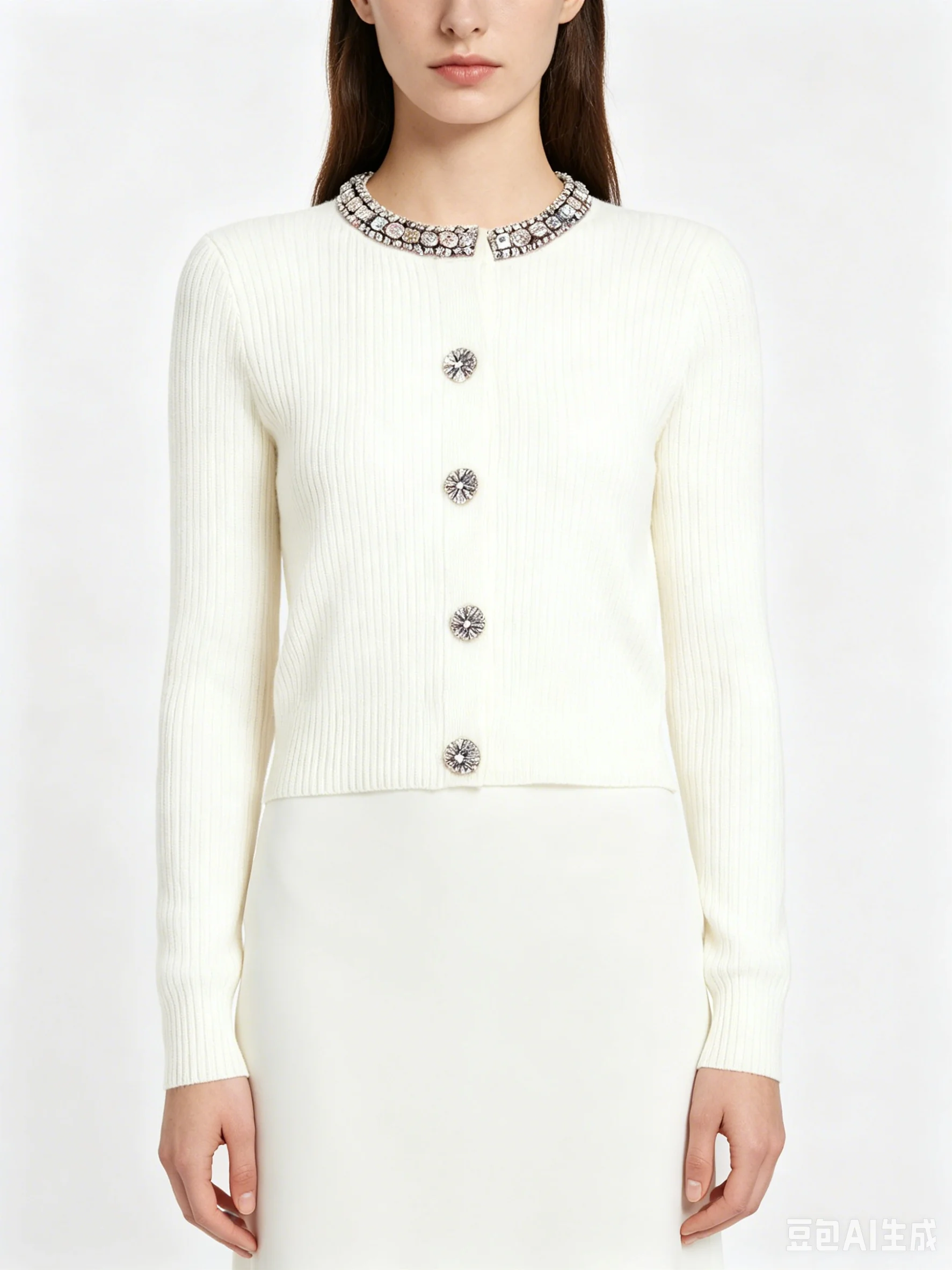 25272 High-quality Spring And Autumn New Fashionable Temperament Nail Drill Elastic Knitted Jacket Women's Cardigan
