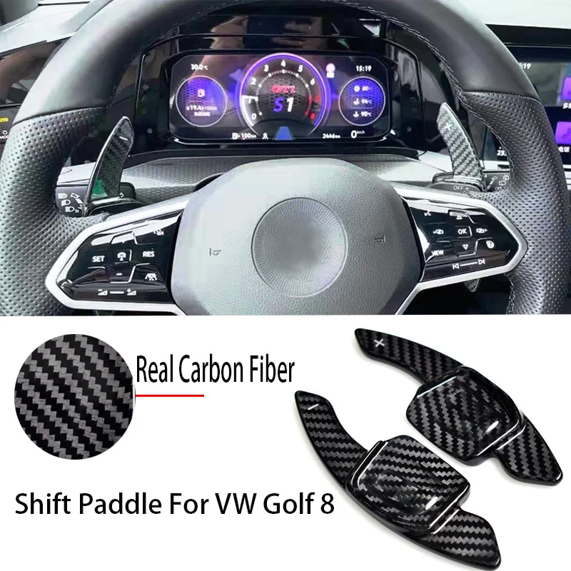 For Volkswagen Golf 8 MK8 GTI R Golf8 Tiguan Collar Modified Gear Shift Paddle Carbon Fiber Interior Decoration Car Accessories