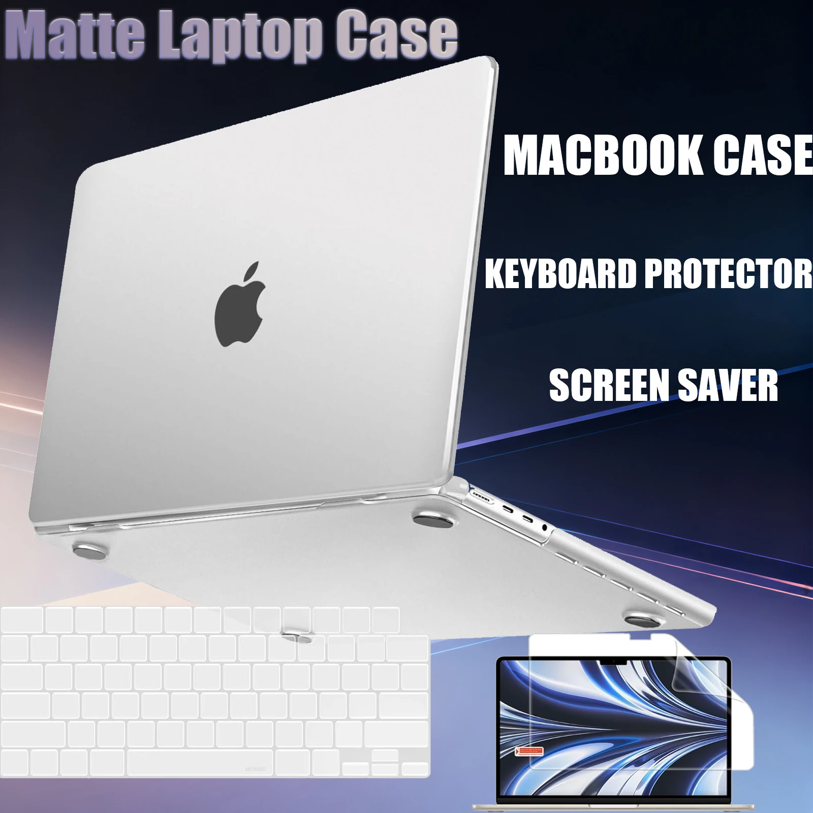 

Матовый чехол для ноутбука, совместимый с MacBook Air 13 дюймов M4 A3240 M3 A3113 M2, пластиковый жесткий чехол, чехол для клавиатуры и экономия экрана