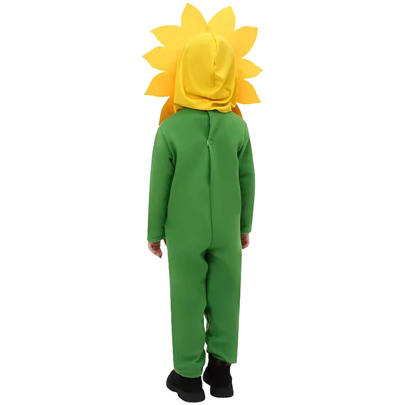 Kids Sunflower Costume with Hat Halloween Jumpsuit for Boys and Girls Cute Children s Day Cosplay Outfit Funny Floral Dress