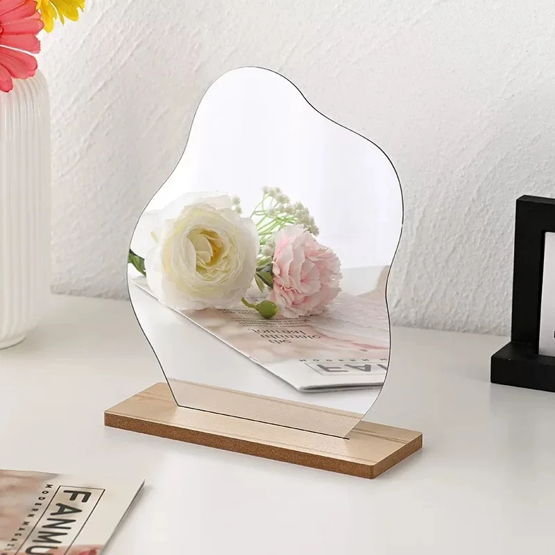 DIY Office Makeup Desktop Ornament Decoration Standing Mirror  Acrylic Irregular Mirror For Home Decoration