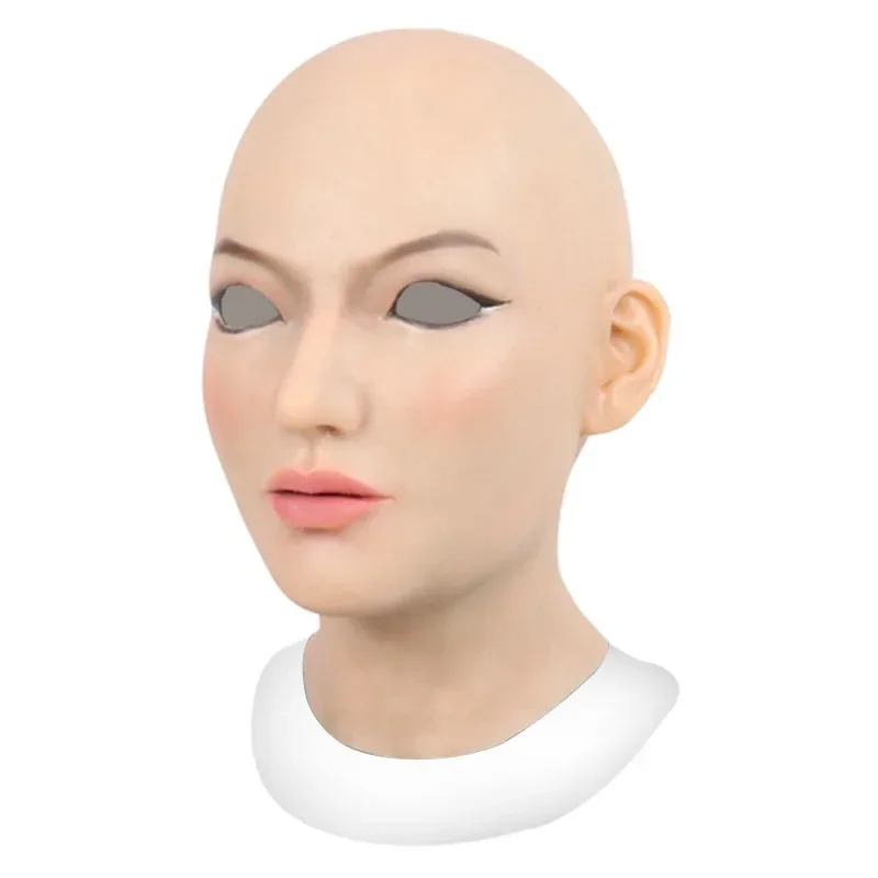 Nuova maschera a testa piena per adulti forma femminile calva di copricapo in Silicone accessori Cosplay di Halloween maschera maschera finta ragazza