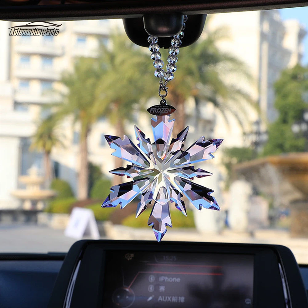 Car Rearview Mirror Pendant Car Interior Modeling Crystal Ball Ornaments Car Decoration Crystal Snowflake Car Ornaments