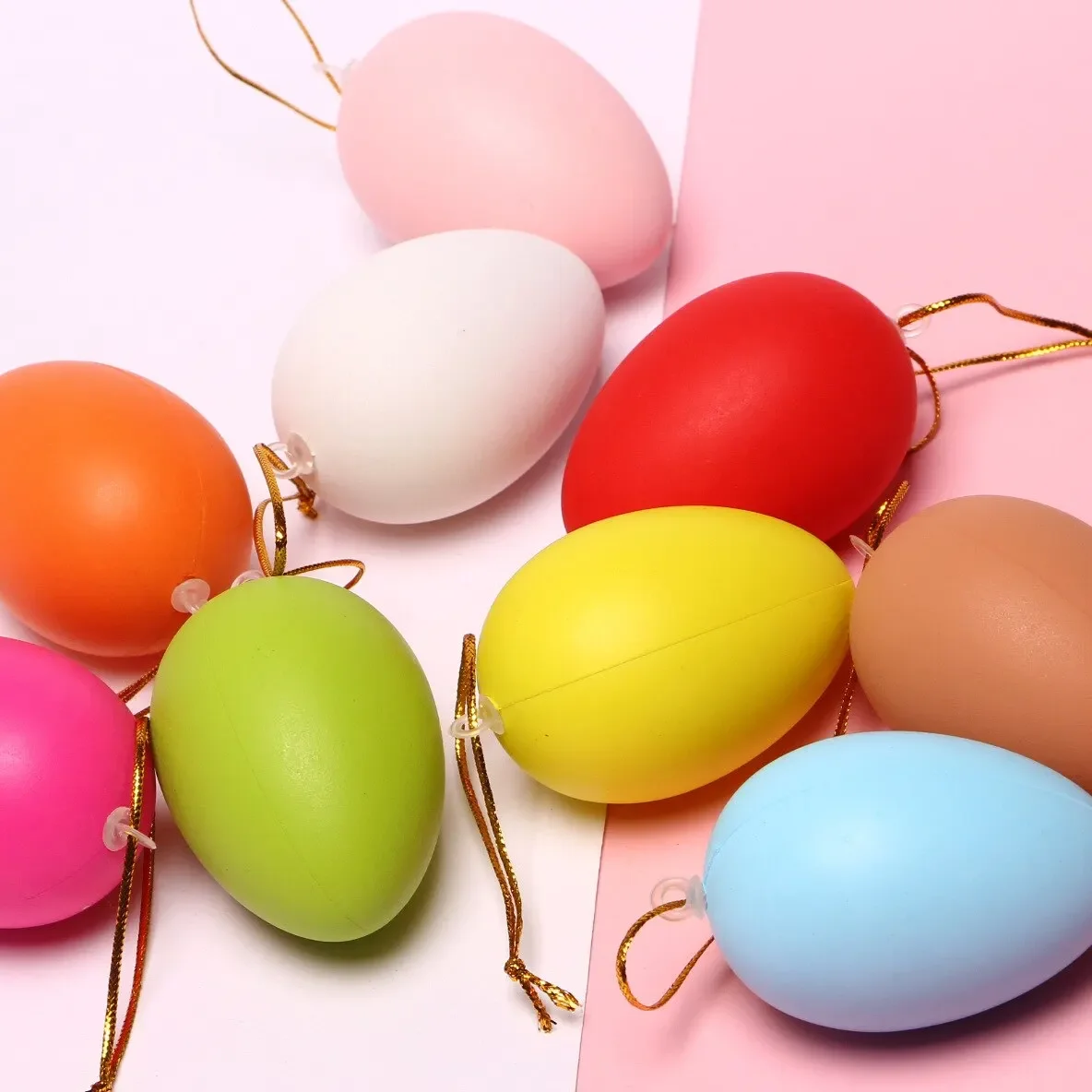 6PCS Children Painting Egg Toy With Rope Gifts Plastic Hanging Easter Arts Crafts DIY Toys Fun Funny Gadgets Kid Birthday Gift